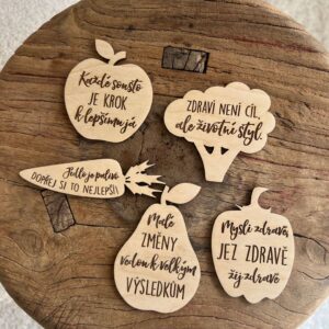 Dřevěné magnetky s citáty - zdravý životní styl